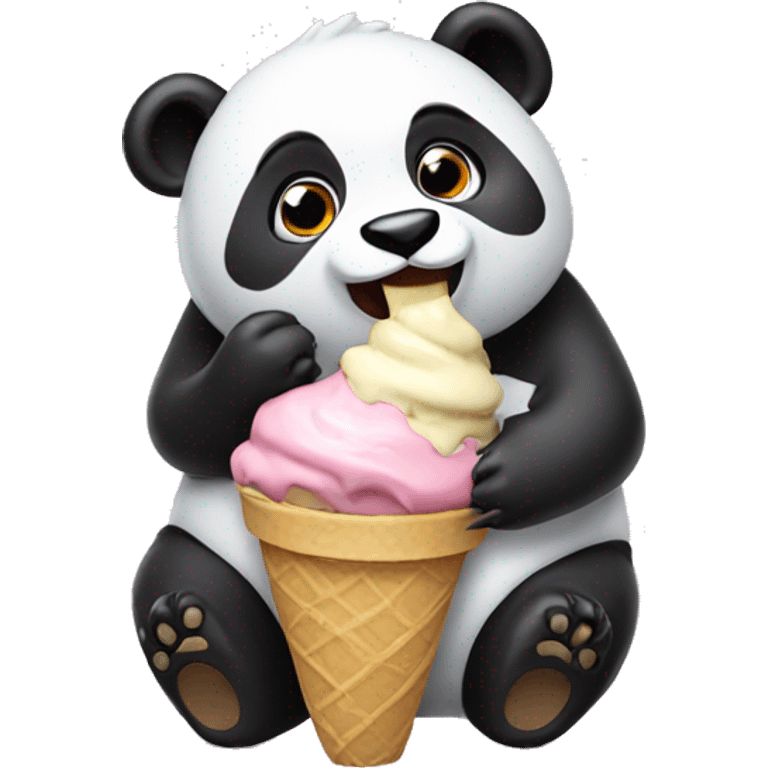 Panda eating ice cream emoji