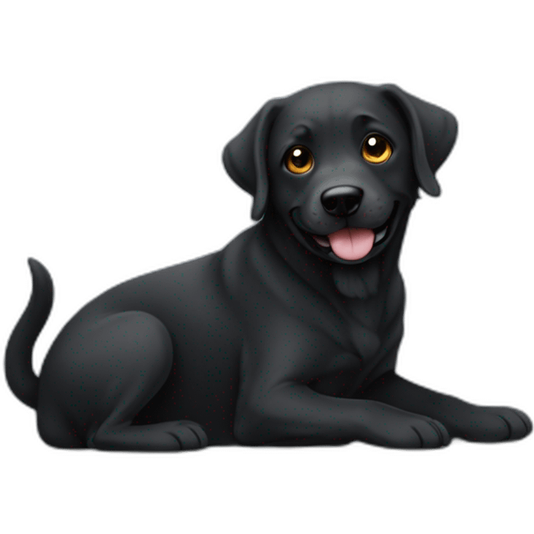 Un chien noir qui fais coucou avec sa patte avant emoji