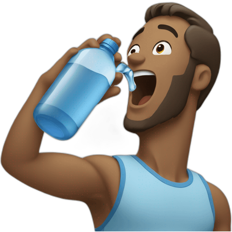 Guy drinking water from bottle emoji