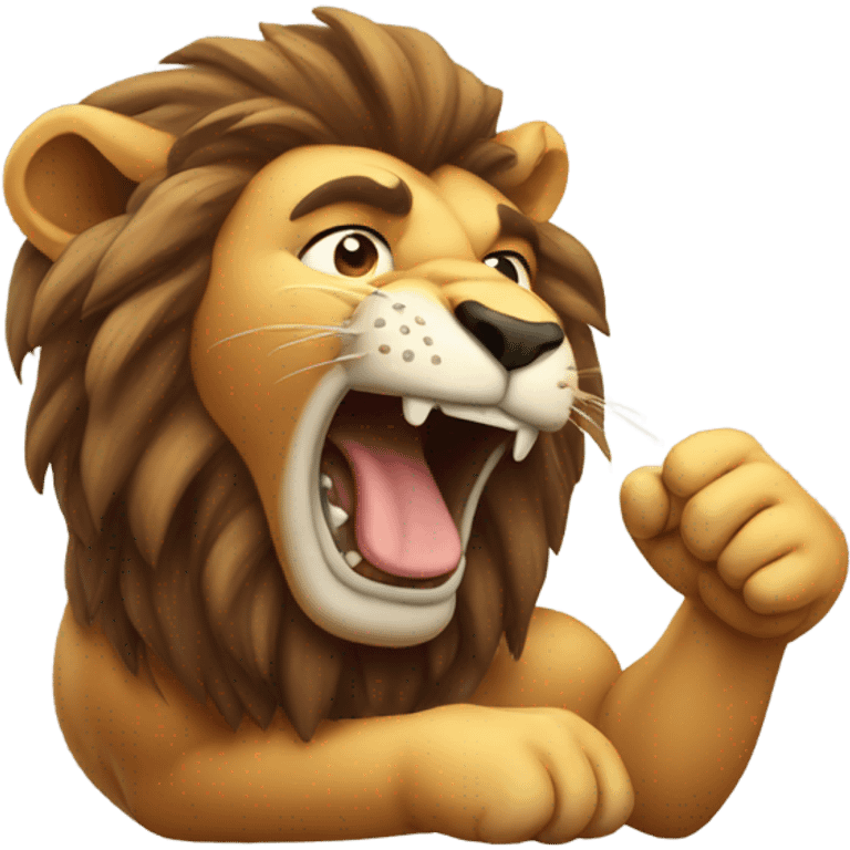 Muscle lion lick emoji