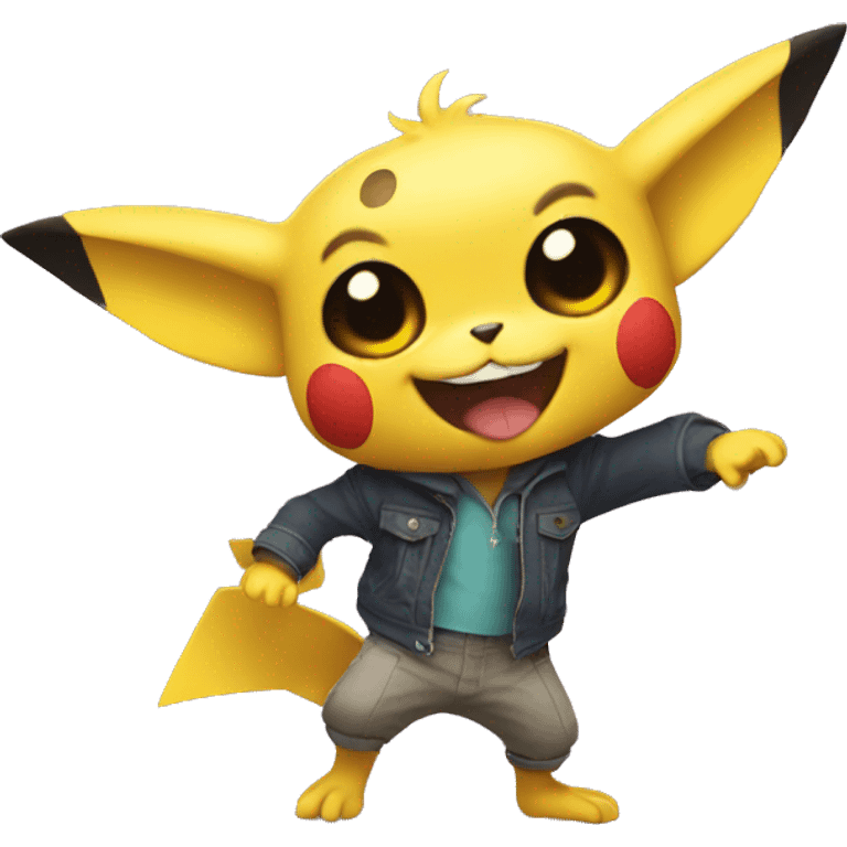 Un Gremlin bailando con Pikachu  emoji