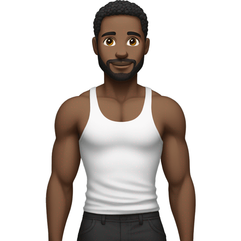 black man wearing a white tank top and black pants emoji