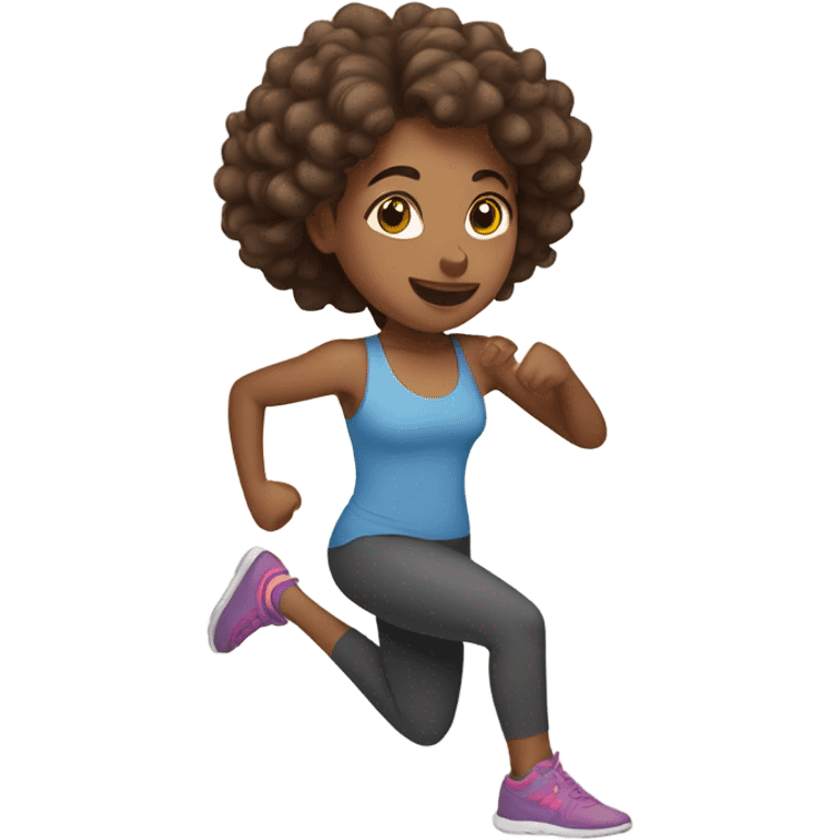 brown girl with curly hair exercising  emoji