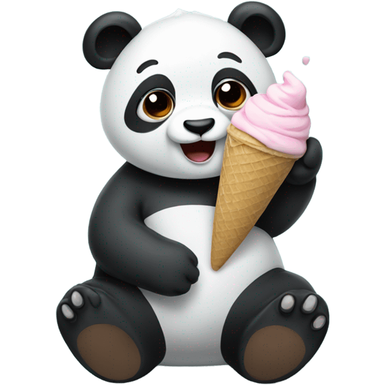 Panda eating ice cream emoji