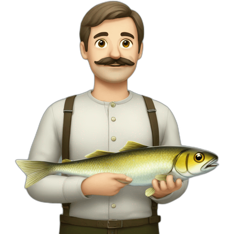 russian moustache husband with fish emoji