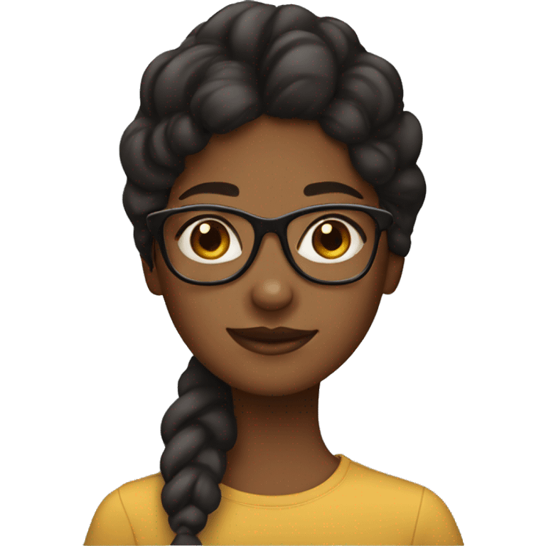 Brown skin girl with glasses emoji