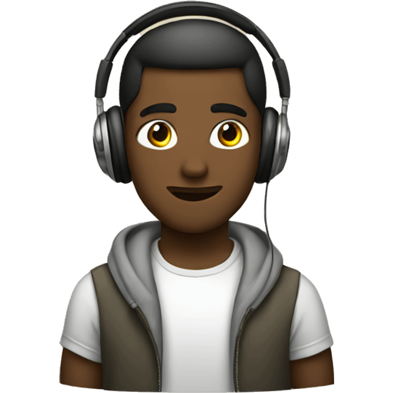 Chad wearing headphones emoji