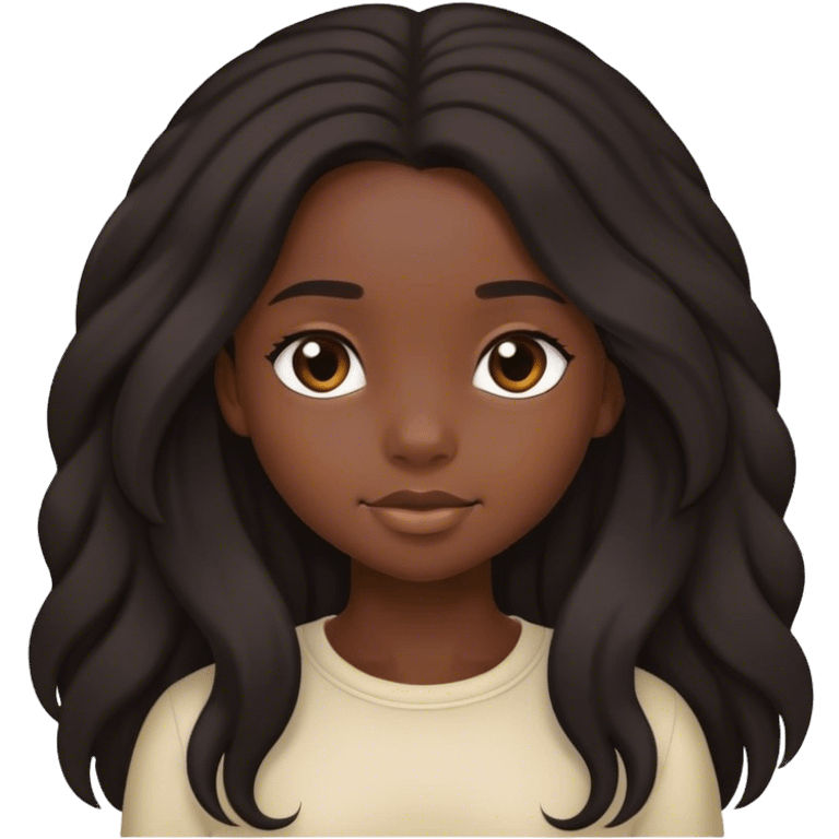 Black cute girl with long 4c hair emoji