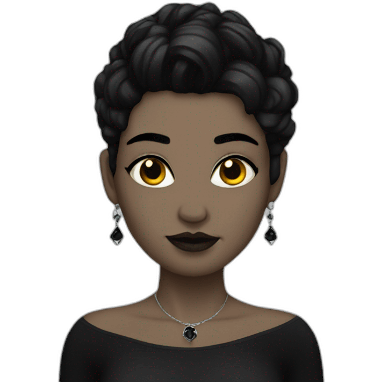 Goth, white skin, black hair, earrings. emoji