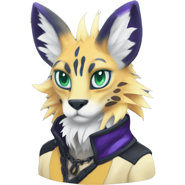 Epic Edgy Colorful ethereal eldritch Sergal-Serval-Vernid full body emoji