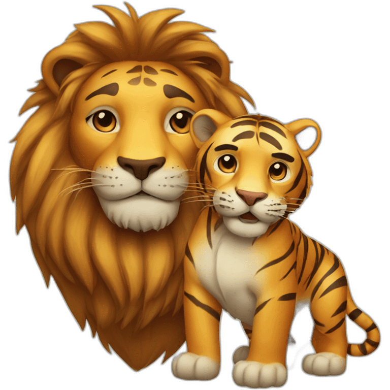 Tiger and lion friends emoji