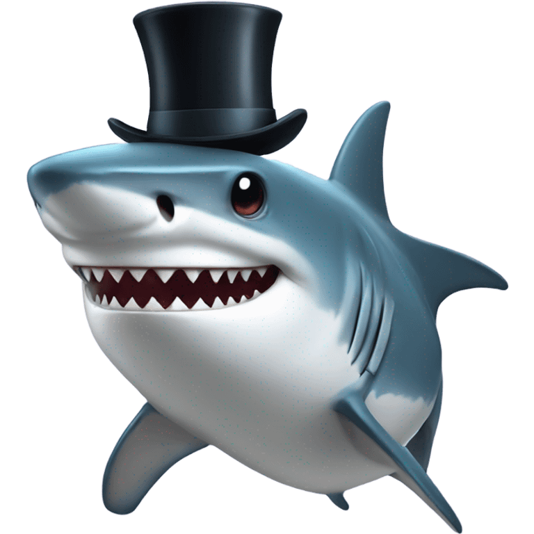 Shark with a top hat emoji