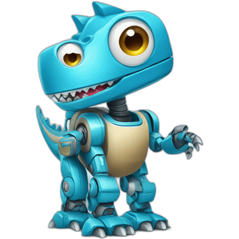 Bleu Dinosaure robot with lettre H emoji