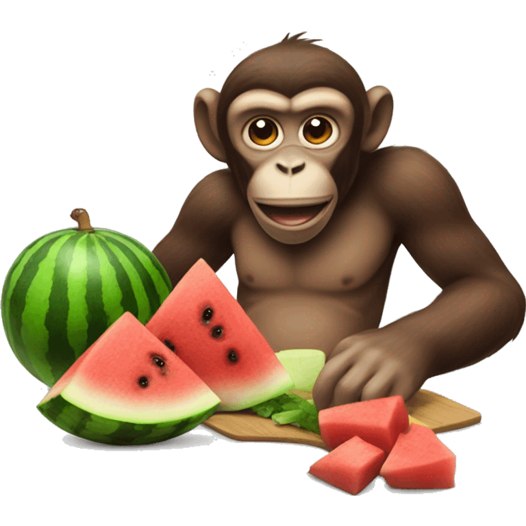 monkey eating chicken with watermelon and koolaid emoji