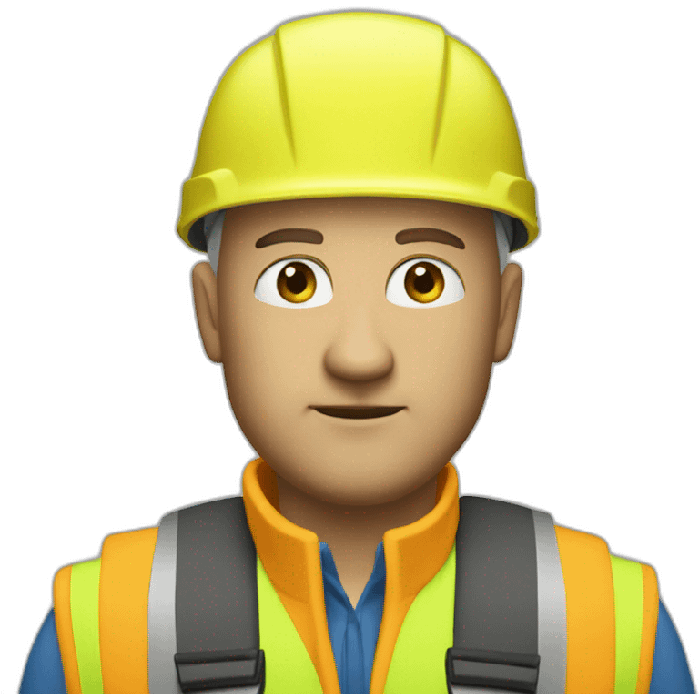 a white irritated bald man with a yellow safety vest and a yellow bicycle helmet emoji