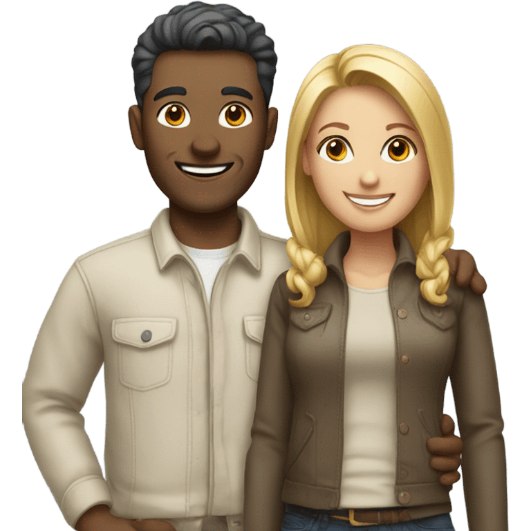 smiling couple in casual wear emoji