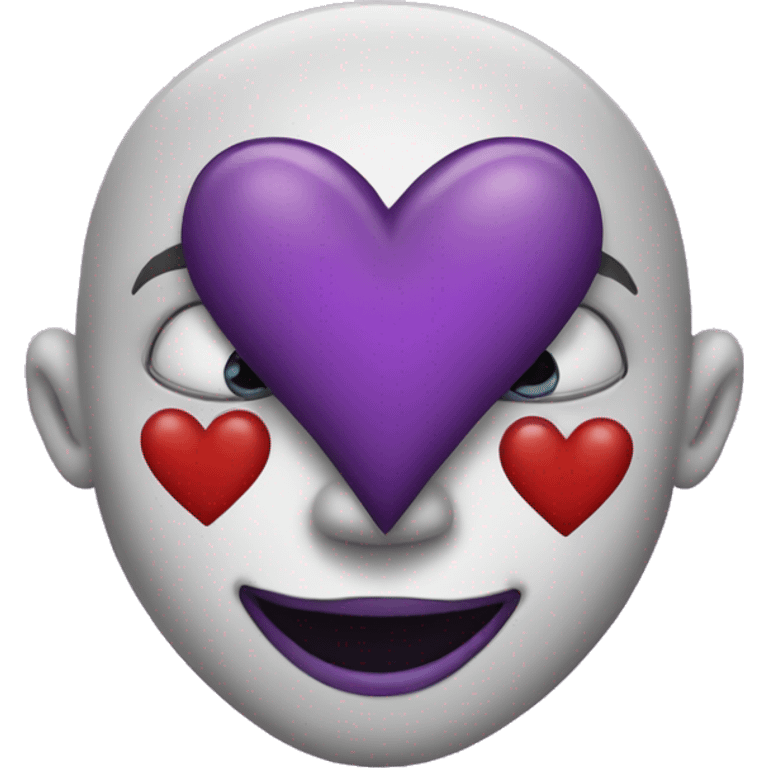 art the clown holding a purple heart emoji