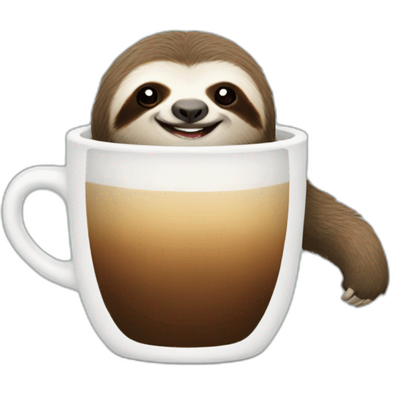 Sloth with coffee cup emoji