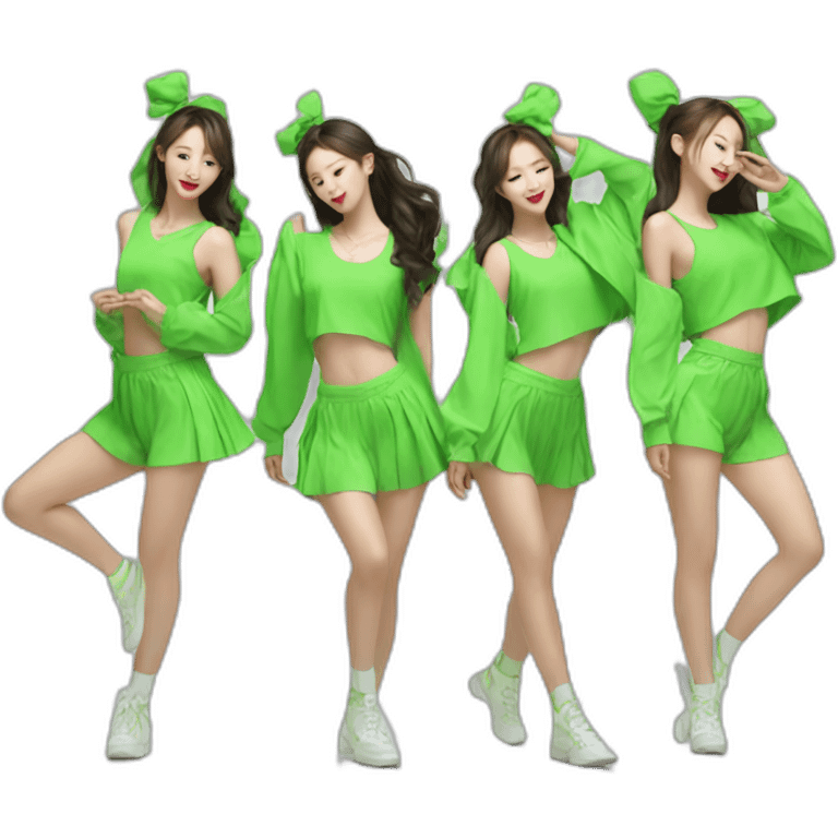 Dance-girls-kpop-team-green-clothes emoji