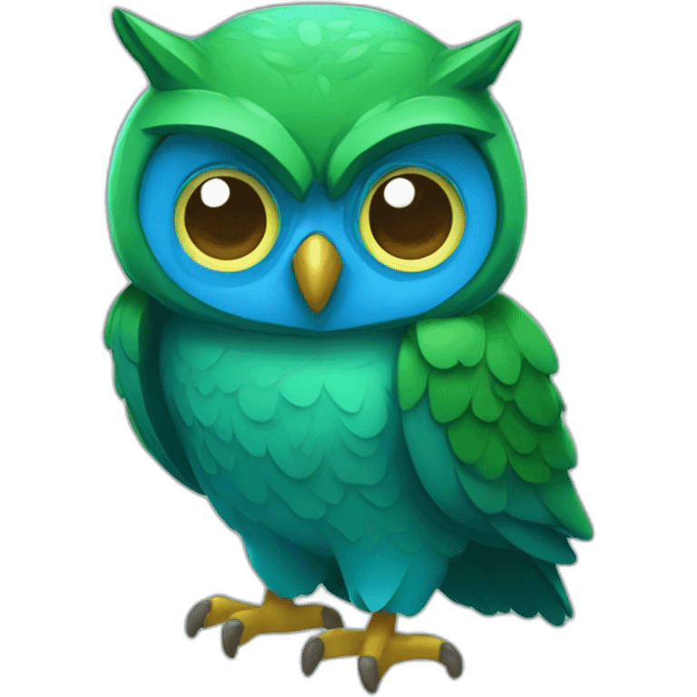 Blue-Green-owl-manga-like emoji