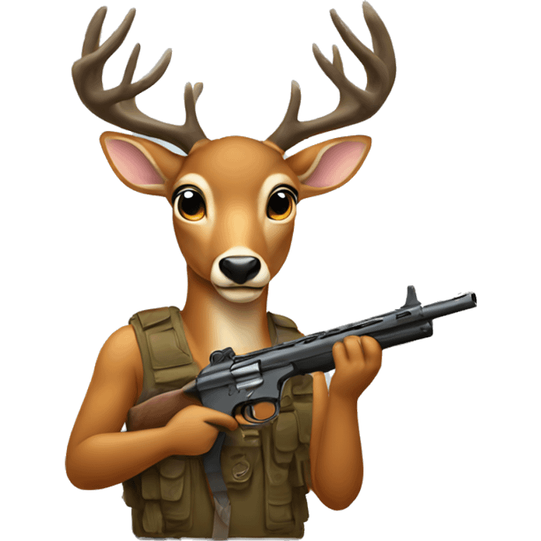 Deer holding a gun emoji