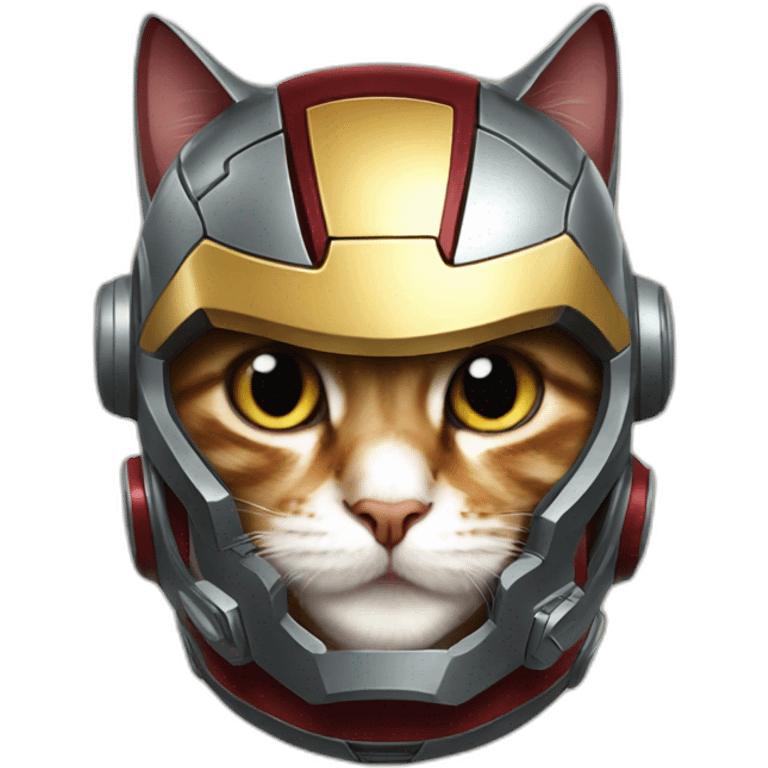 cat wearing an Iron Man helmet emoji