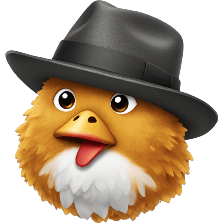 A chicken nugget wearing a fedora  emoji