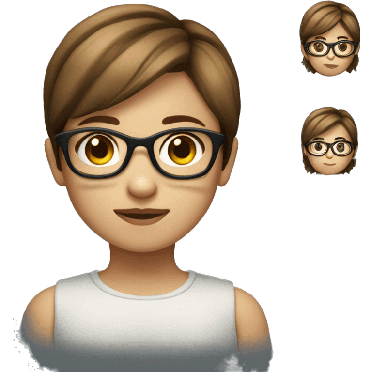 little gir with short brown hair with glasses emoji