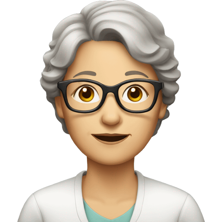 Old female with brown hair and glasses emoji