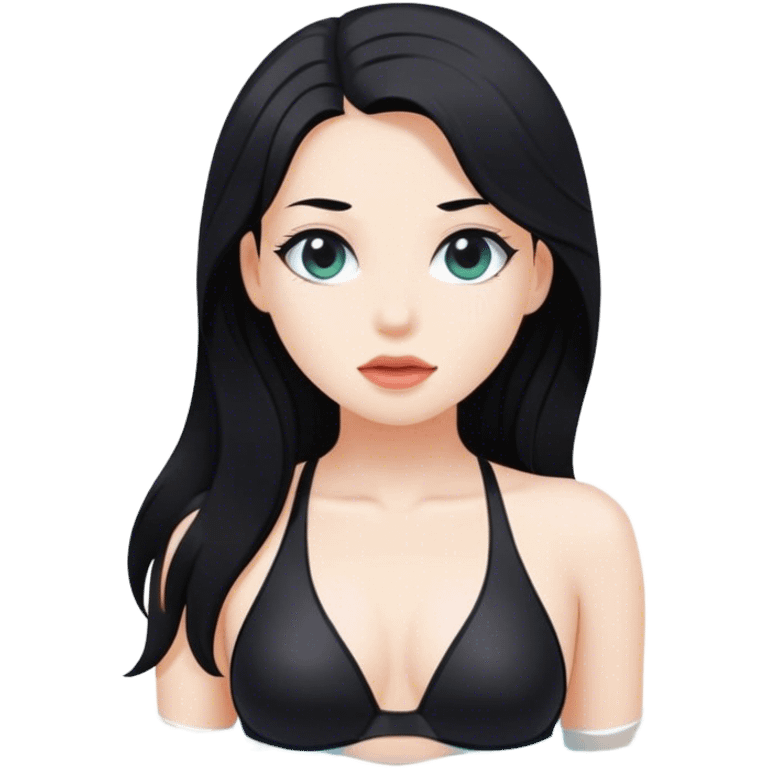 hot woman in black  swimming suit white skin black long hair emoji