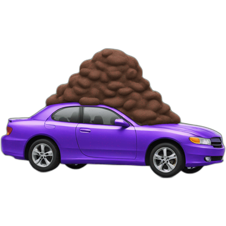 purple car with poop emoji