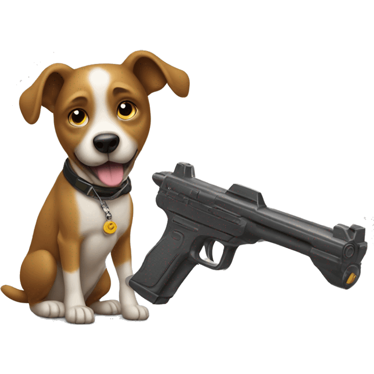 Dog with a toy gun emoji