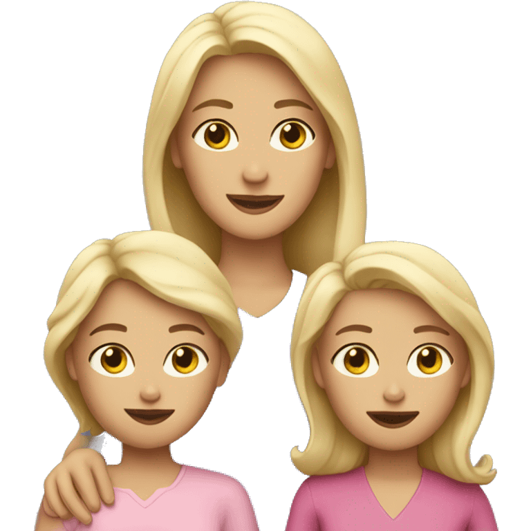 Mom with two blonde daughters emoji