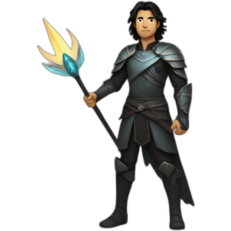 Kaladin with a light spear, with black wings emoji