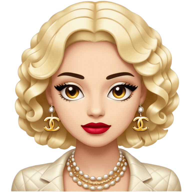 Cinematic Realistic Chanel Pop Culture Emoji, depicted with timeless elegance and iconic style rendered with luxurious textures and dynamic, sophisticated lighting. emoji