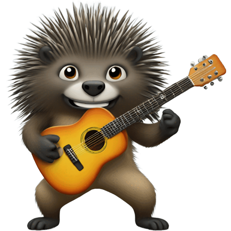 Porcupine playing a guitar emoji