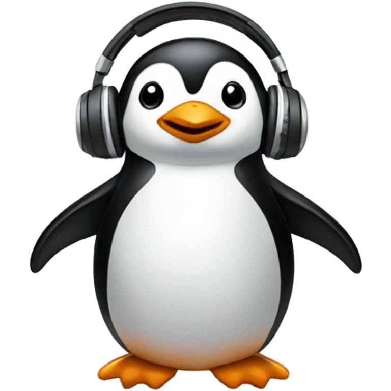 Penguin with headphones in emoji