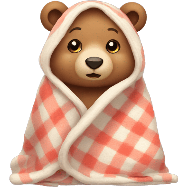 cute bear cozy in blanket emoji