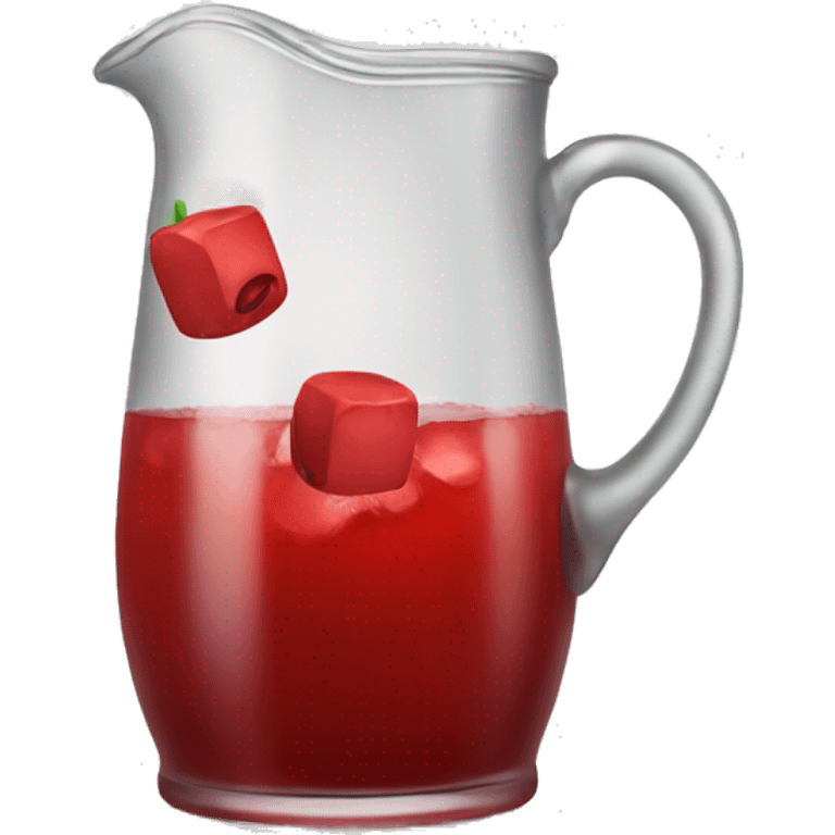 A pitcher of red juice with ice cubes inside  emoji