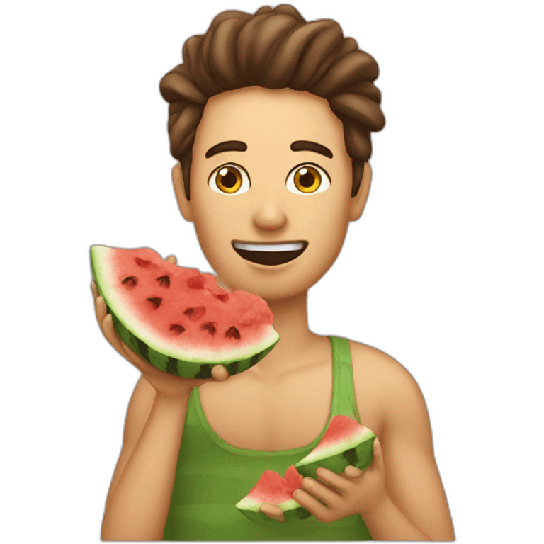 person eating fried chicked and watermelomn emoji