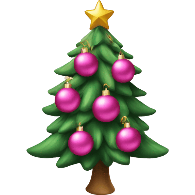 christmas tree with pink ornaments  emoji