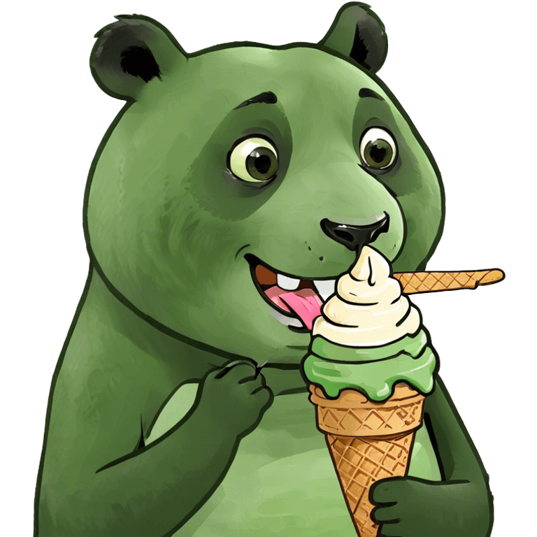 Panda eating ice cream emoji