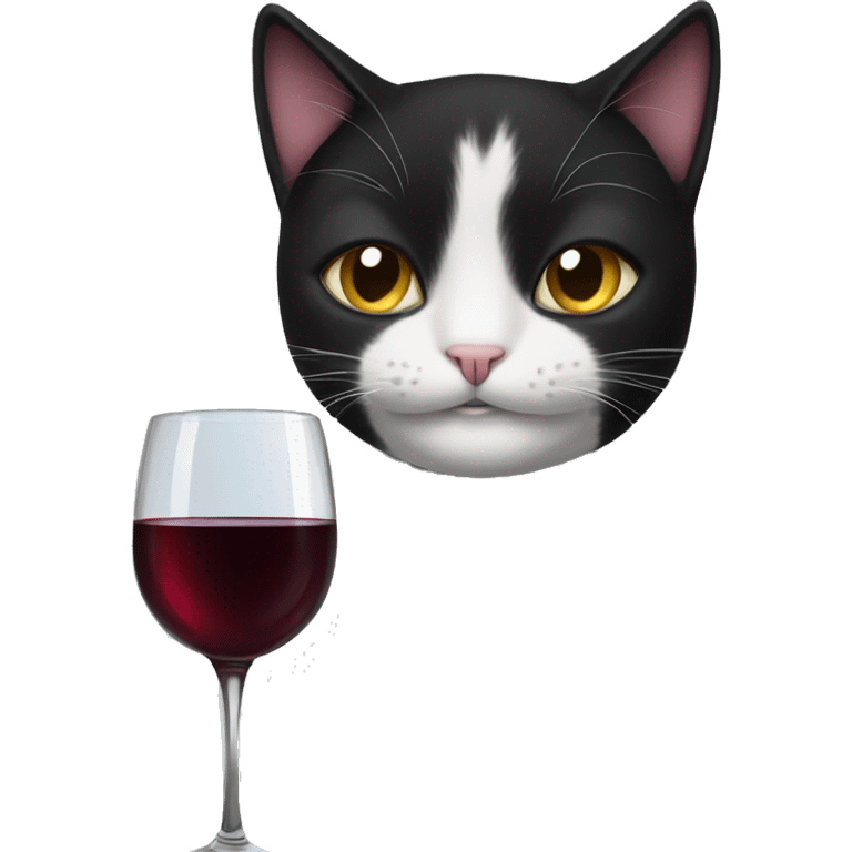 Black and white cat drinking wine  emoji