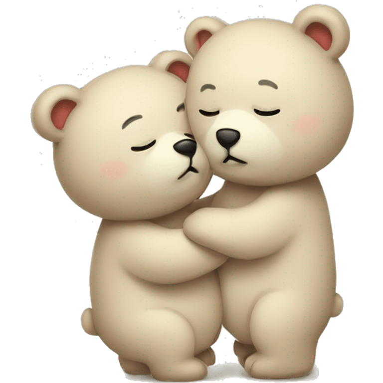 Two cute Japanese art style bears kissing  emoji