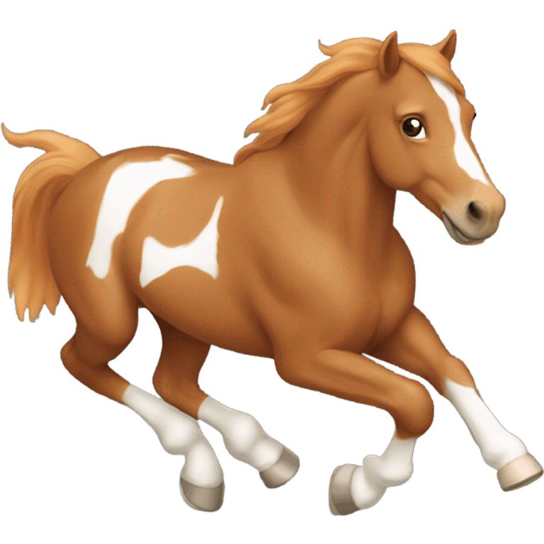 Galloping horse ginger with a white right back hoof and a blesse emoji