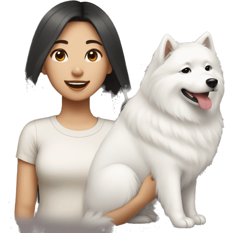 asian girl with samoyed emoji