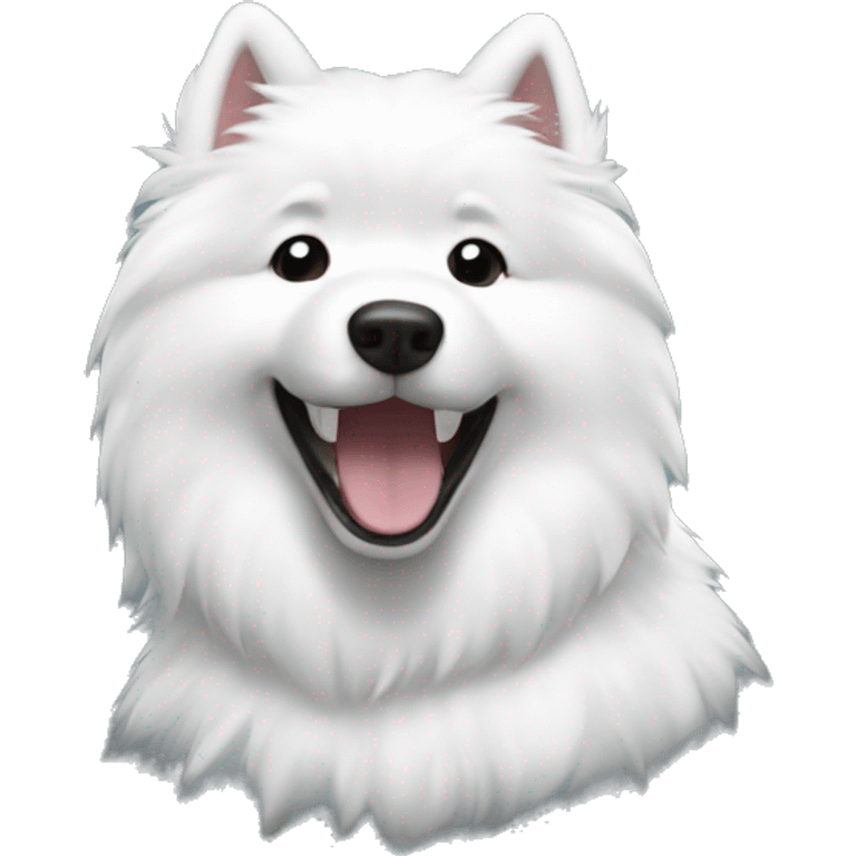 Samoyed were a leather jacket smiling  emoji