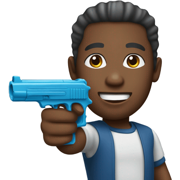 African American individual pointing water pistol emoji