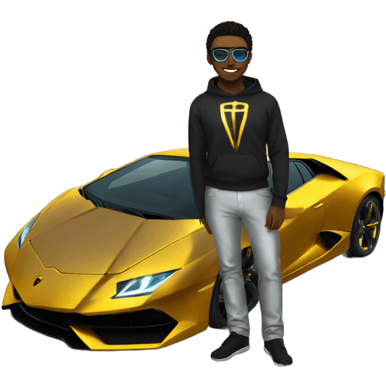 tron in front of gold Lamborghini  emoji