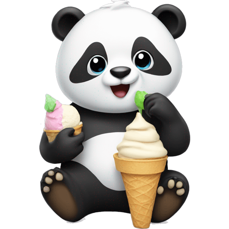 Panda eating ice cream emoji